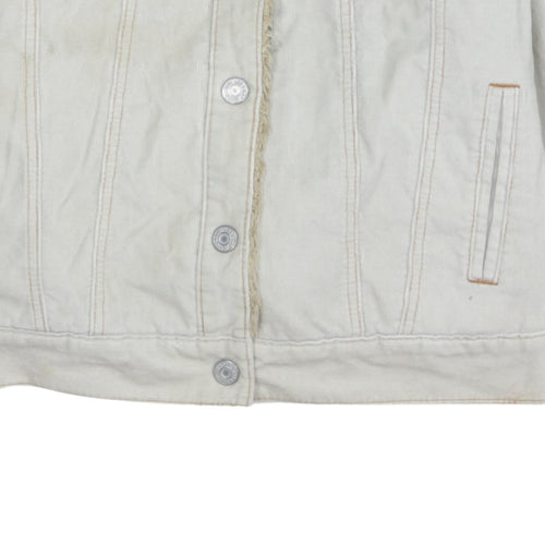GAP Women Ivory Faux Fur Lined Cotton Corduroy Jacket L