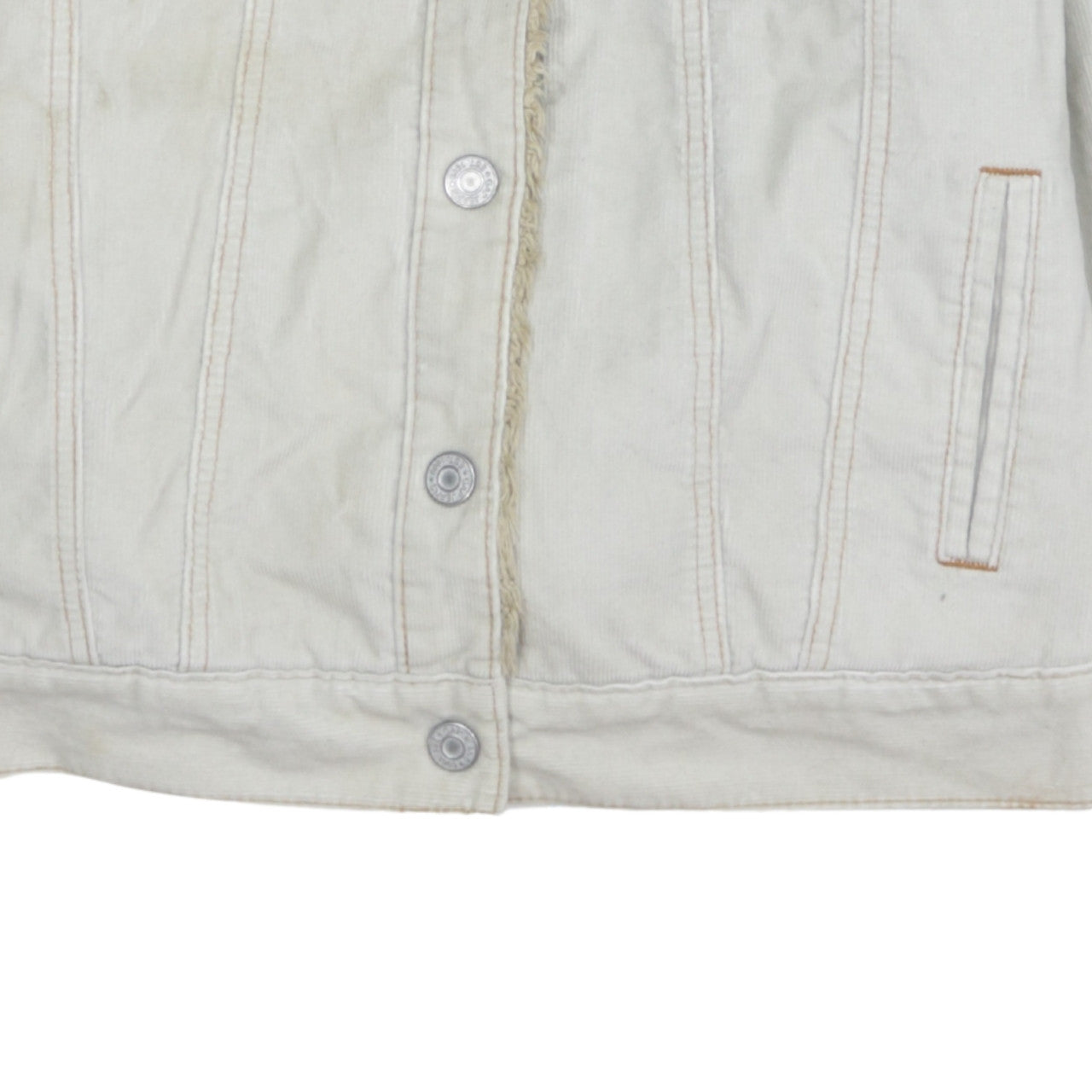 GAP Women Ivory Faux Fur Lined Cotton Corduroy Jacket L
