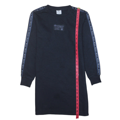 Champion Girls Black Long Sleeve T-Shirt Dress Size 11-12 Years Logo Trim