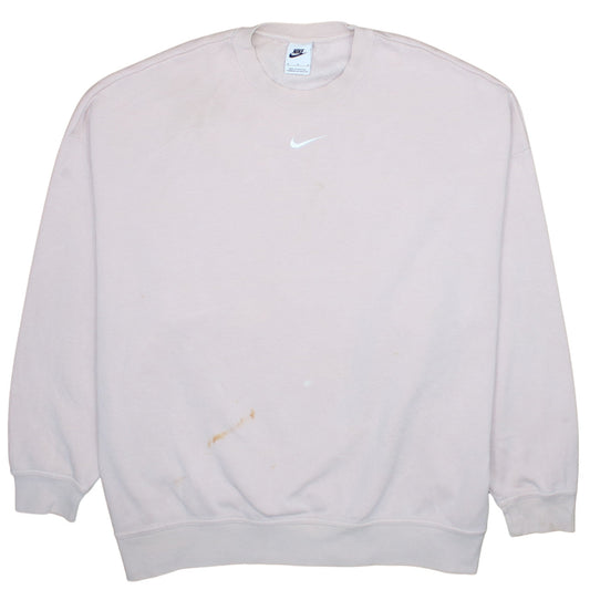 Nike Womens Beige Crew Neck Pullover Sweatshirt M Cotton Blend