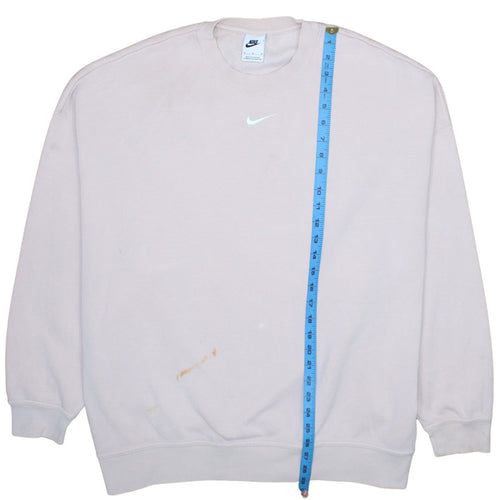 Nike Womens Beige Crew Neck Pullover Sweatshirt M Cotton Blend