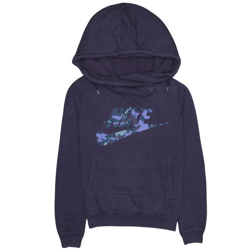 Nike Womens Purple Camo Logo Pullover Hoodie Size S