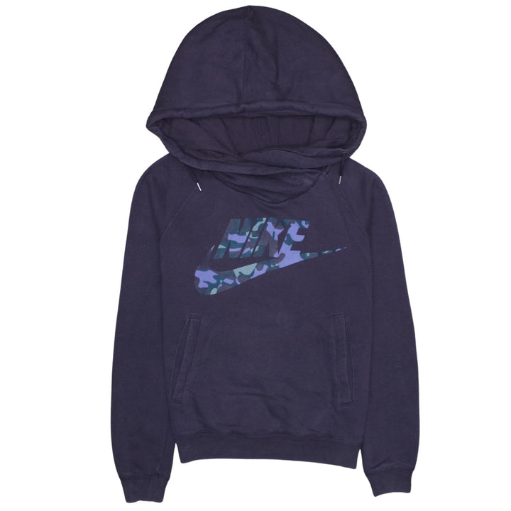 Nike Womens Purple Camo Logo Pullover Hoodie Size S