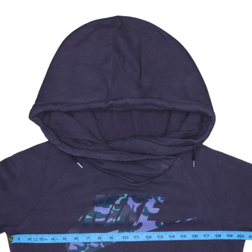 Nike Womens Purple Camo Logo Pullover Hoodie Size S