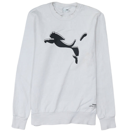 Puma Men’s White Small Pullover Sweatshirt Crew Neck Graphic
