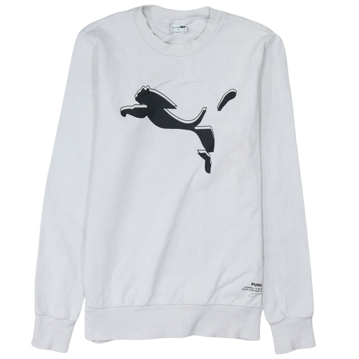 Puma Men’s White Small Pullover Sweatshirt Crew Neck Graphic