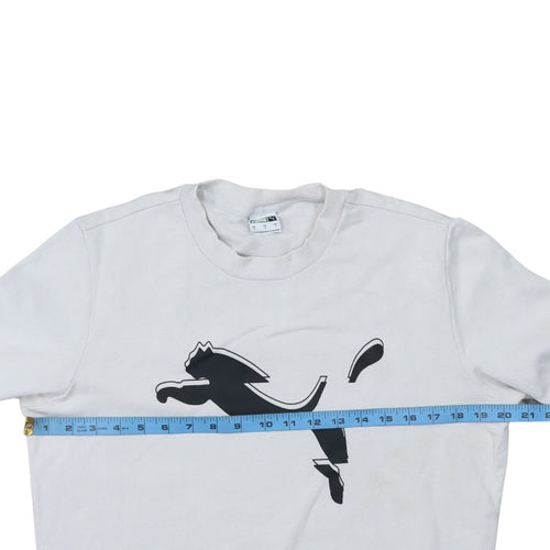 Puma Men’s White Small Pullover Sweatshirt Crew Neck Graphic