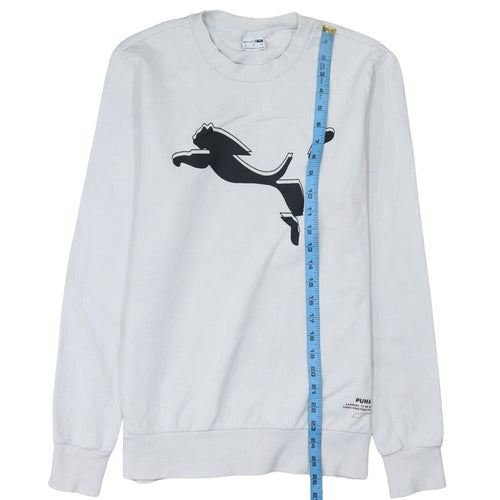 Puma Men’s White Small Pullover Sweatshirt Crew Neck Graphic