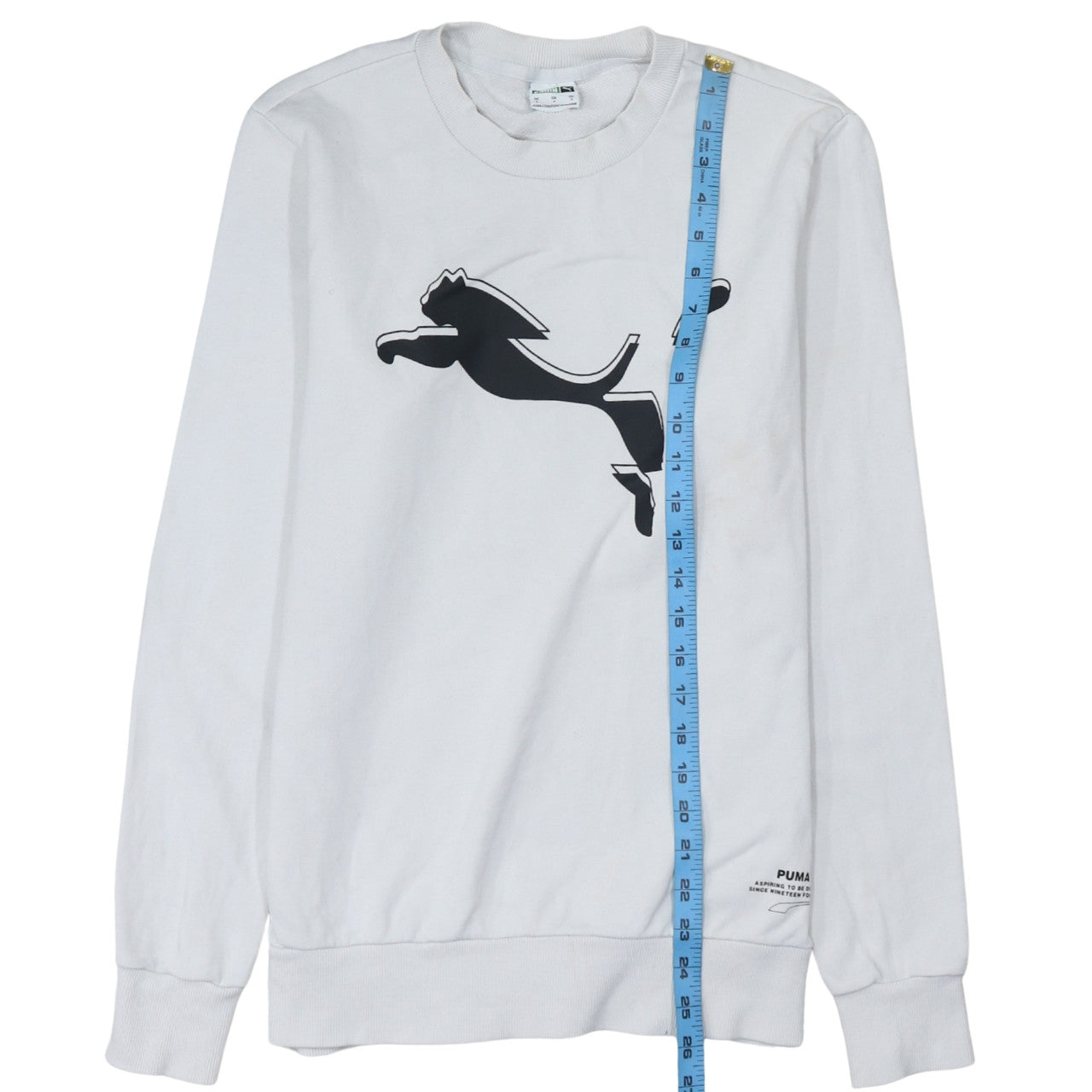 Puma Men’s White Small Pullover Sweatshirt Crew Neck Graphic