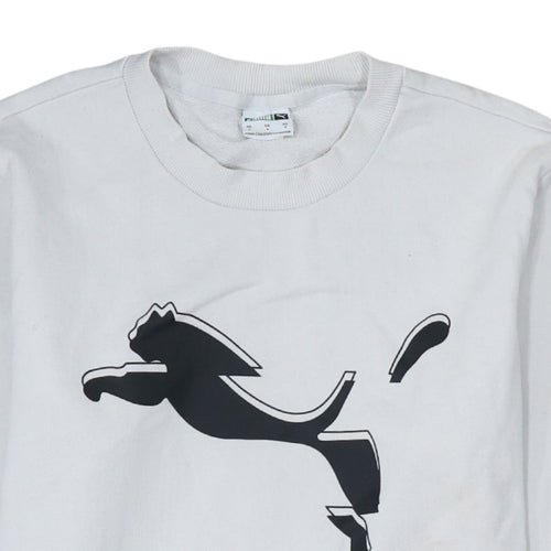 Puma Men’s White Small Pullover Sweatshirt Crew Neck Graphic