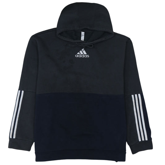 Adidas Men's Black 2XL Pullover Hoodie with Logo and Stripes