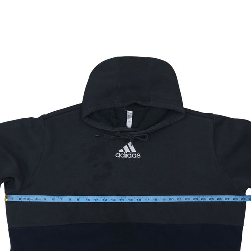 Adidas Men's Black 2XL Pullover Hoodie with Logo and Stripes