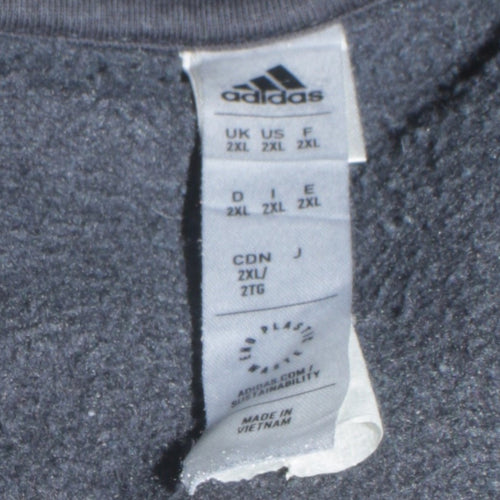 Adidas Men's Black 2XL Pullover Hoodie with Logo and Stripes