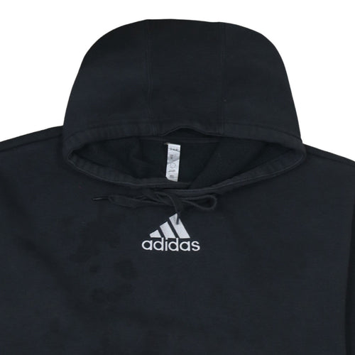 Adidas Men's Black 2XL Pullover Hoodie with Logo and Stripes