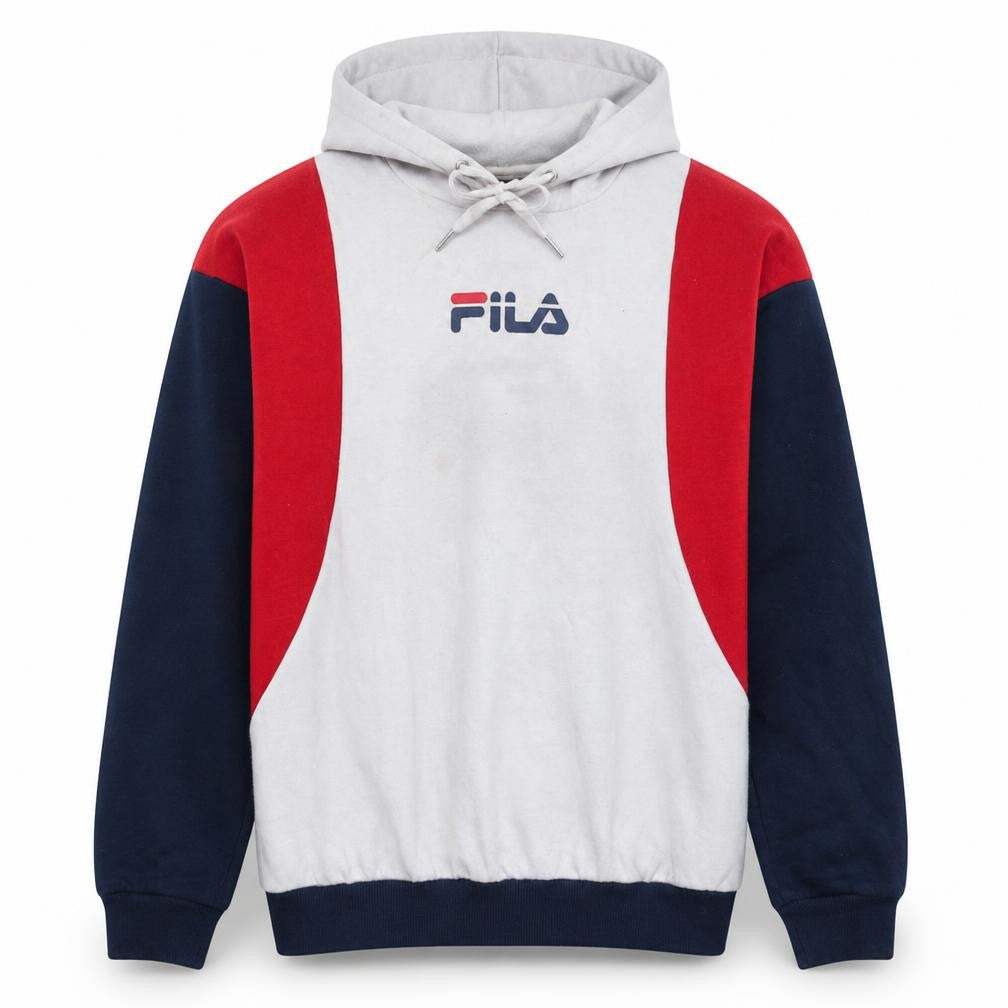 Front view of Fila men’s multicoloured small pullover hoodie sportswear