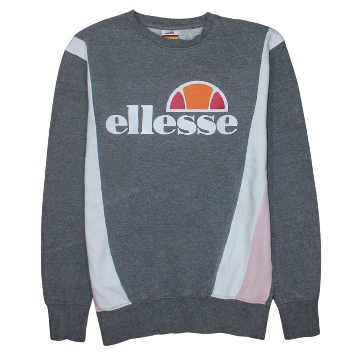 Ellesse Womens Grey Colourblock Logo Sweatshirt UK 12 Pullover