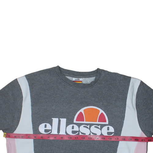 Ellesse Womens Grey Colourblock Logo Sweatshirt UK 12 Pullover