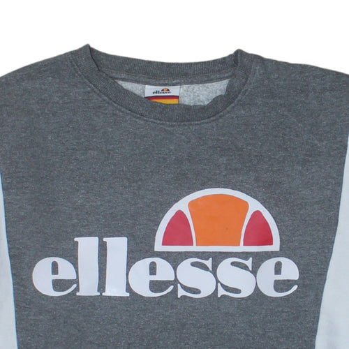 Ellesse Womens Grey Colourblock Logo Sweatshirt UK 12 Pullover