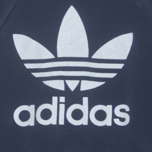 Adidas Men's Blue XS Pullover Hoodie Graphic Trefoil Sweatshirt