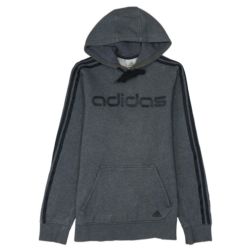Adidas Men's Grey Pullover Hoodie Small Logo Fleece Sweatshirt