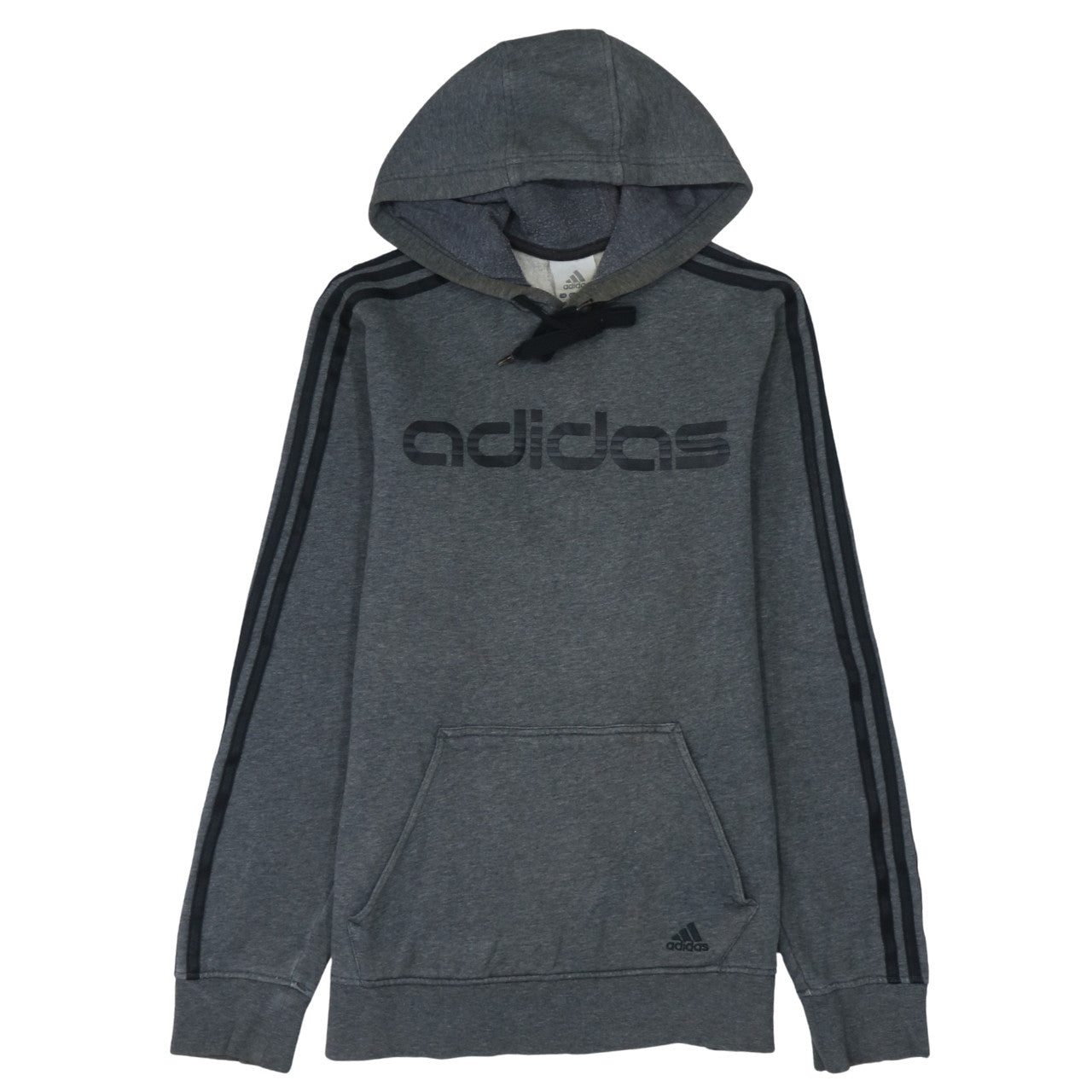 Adidas Men's Grey Pullover Hoodie Small Logo Fleece Sweatshirt