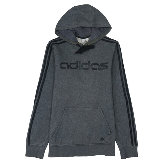 Adidas Men's Grey Pullover Hoodie Small Logo Fleece Sweatshirt