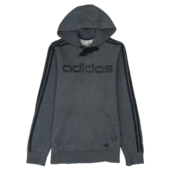 Adidas Men's Grey Pullover Hoodie Small Logo Fleece Sweatshirt