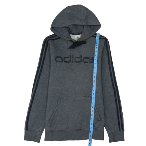 Adidas Men's Grey Pullover Hoodie Small Logo Fleece Sweatshirt