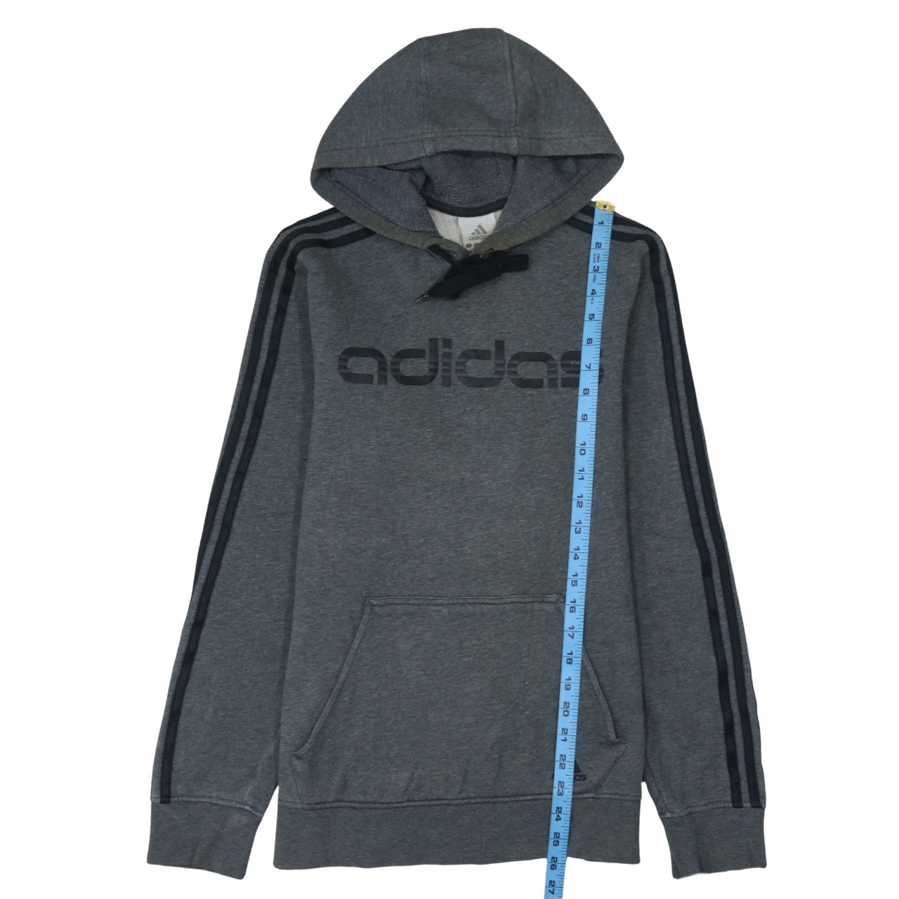 Adidas Men's Grey Pullover Hoodie Small Logo Fleece Sweatshirt