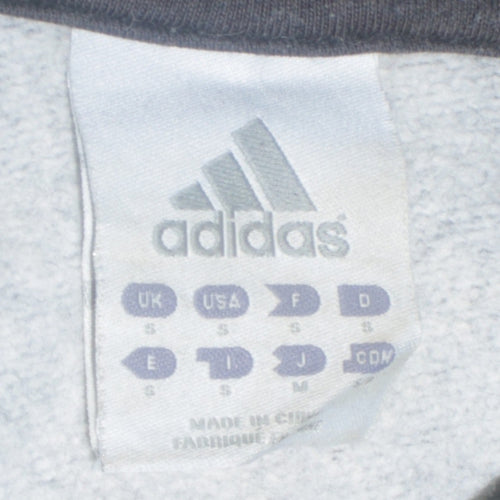 Adidas Men's Grey Pullover Hoodie Small Logo Fleece Sweatshirt