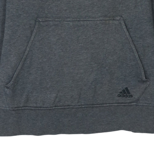 Adidas Men's Grey Pullover Hoodie Small Logo Fleece Sweatshirt