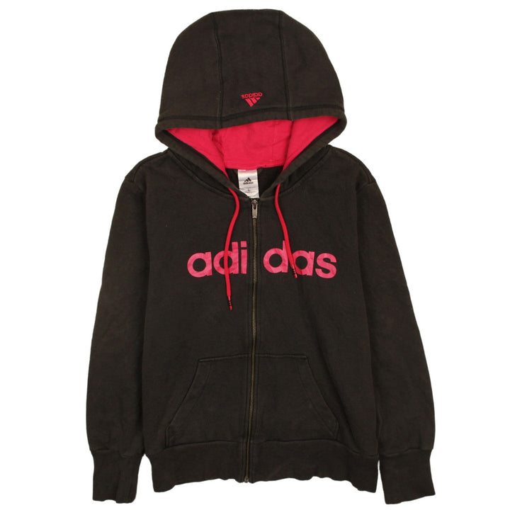 Adidas Women's Black Full Zip Hoodie Large Logo Sweatshirt