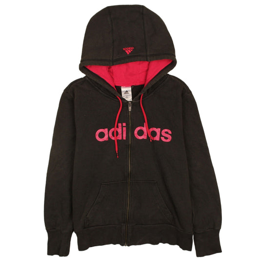 Adidas Women's Black Full Zip Hoodie Large Logo Sweatshirt