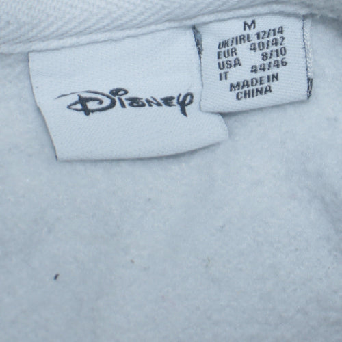 Disney Women White Mickey Print Sweatshirt UK 12/14 Crew Neck Cotton