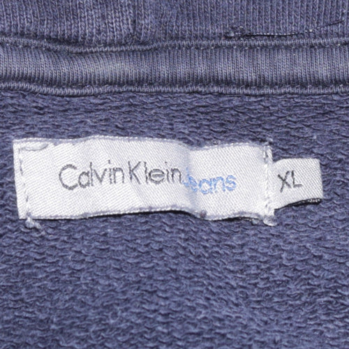 Calvin Klein Jeans Men's Navy Blue XL Graphic Pullover Hoodie