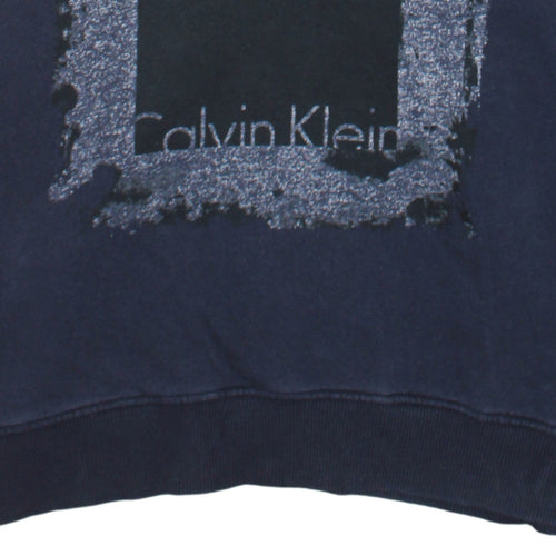 Calvin Klein Jeans Men's Navy Blue XL Graphic Pullover Hoodie