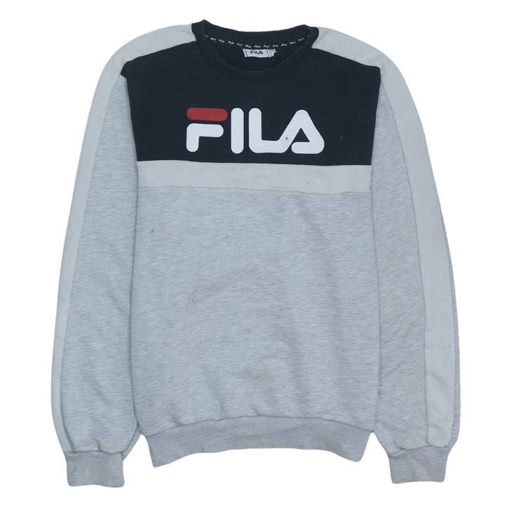 Fila Mens Grey Crew Neck Logo Pullover Sweatshirt XS