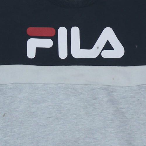 Fila Mens Grey Crew Neck Logo Pullover Sweatshirt XS