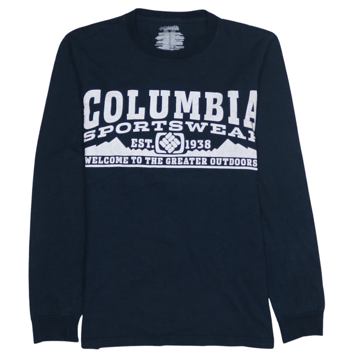 Columbia Men Blue Long Sleeve Outdoor Graphic T-Shirt Size S