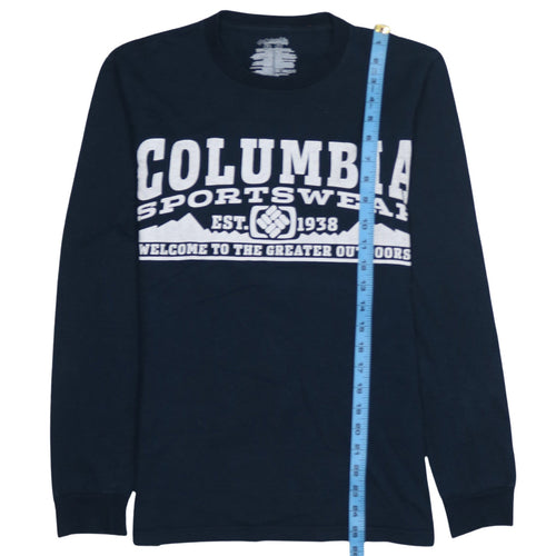 Columbia Men Blue Long Sleeve Outdoor Graphic T-Shirt Size S