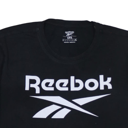 Reebok Men’s Black 2XL Graphic Logo Short Sleeve Cotton T-Shirt