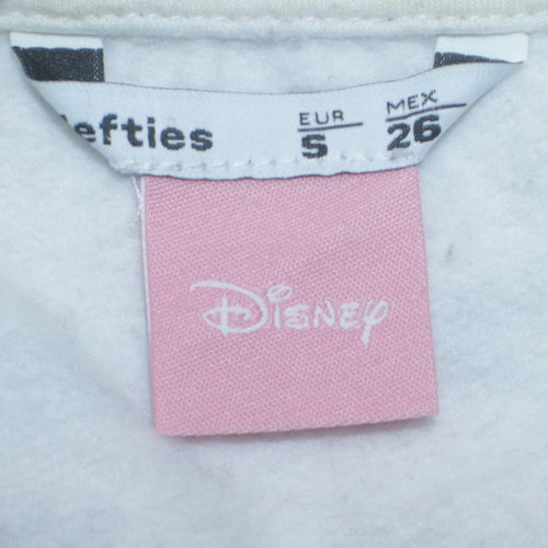 Disney Women White Love Mickey & Minnie Crew Neck Pullover Sweatshirt S