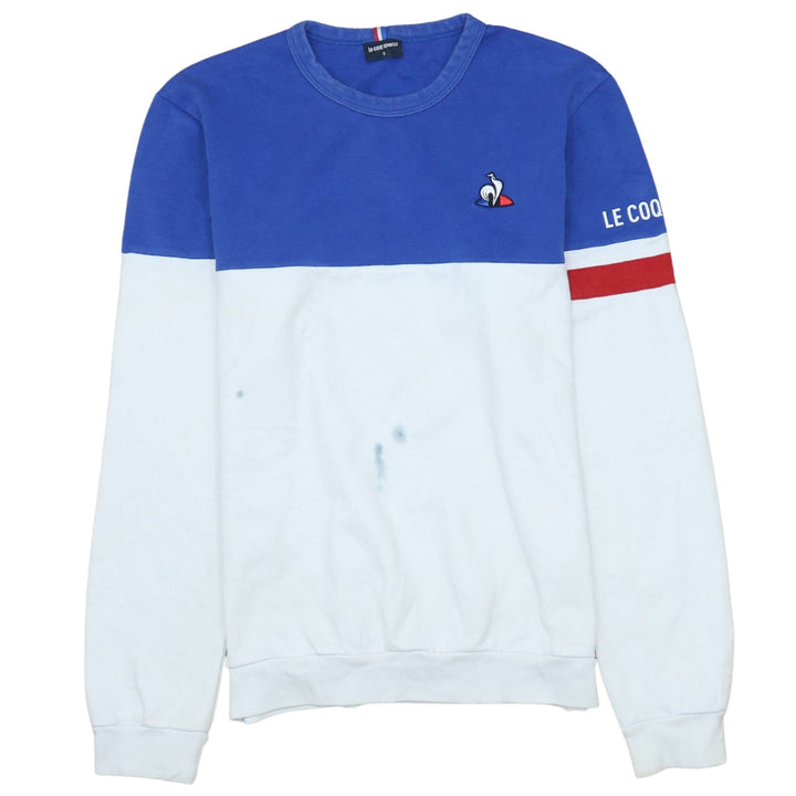 Le Coq Sportif Men's Blue White Crew Neck Logo Sweatshirt Size S
