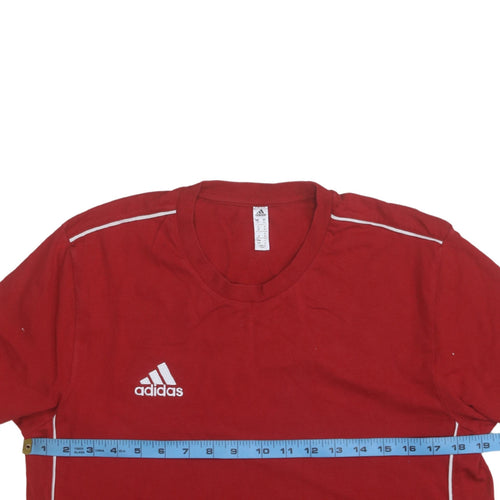 Adidas Men's Red Crew Neck Short Sleeve Classic Cotton T-Shirt - Size M