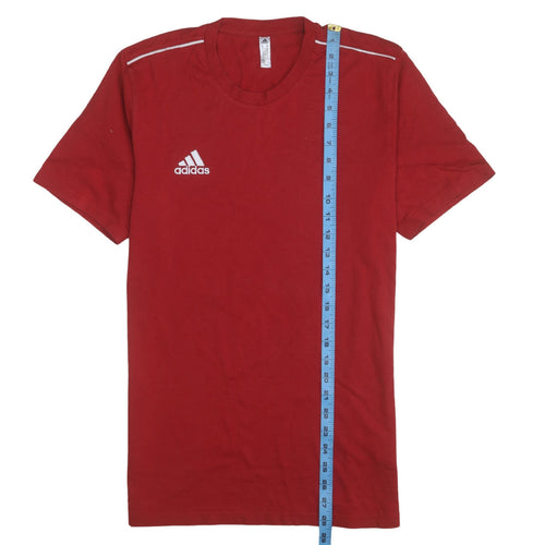 Adidas Men's Red Crew Neck Short Sleeve Classic Cotton T-Shirt - Size M
