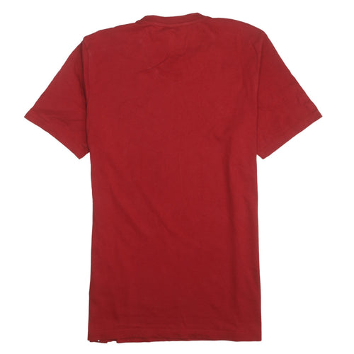 Adidas Men's Red Crew Neck Short Sleeve Classic Cotton T-Shirt - Size M