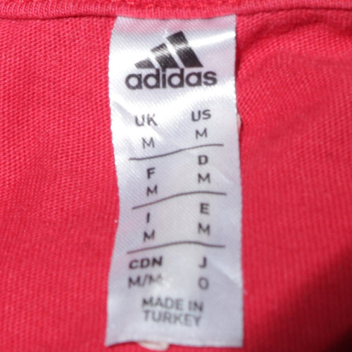 Adidas Men's Red Crew Neck Short Sleeve Classic Cotton T-Shirt - Size M