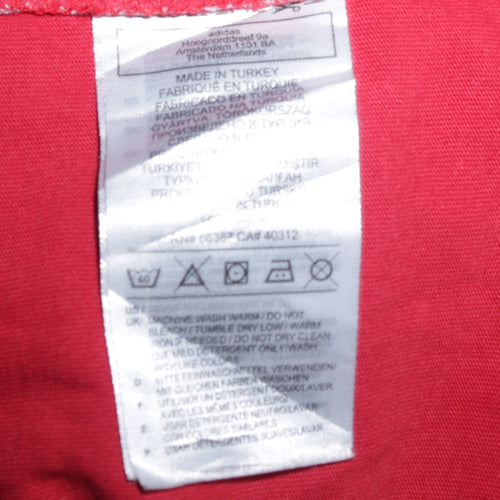 Adidas Men's Red Crew Neck Short Sleeve Classic Cotton T-Shirt - Size M