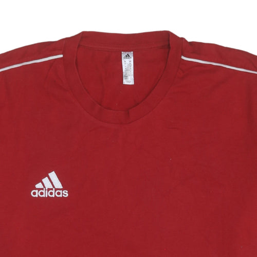 Adidas Men's Red Crew Neck Short Sleeve Classic Cotton T-Shirt - Size M