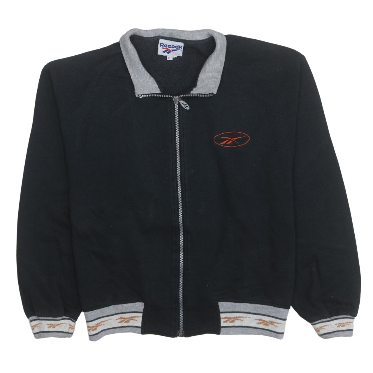 Reebok Women's Black XL Full Zip Track Jacket with Logo Trim